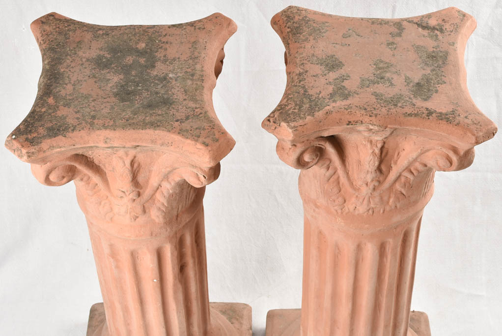 Pair of vintage Terracotta Column Pedestals 32¼"