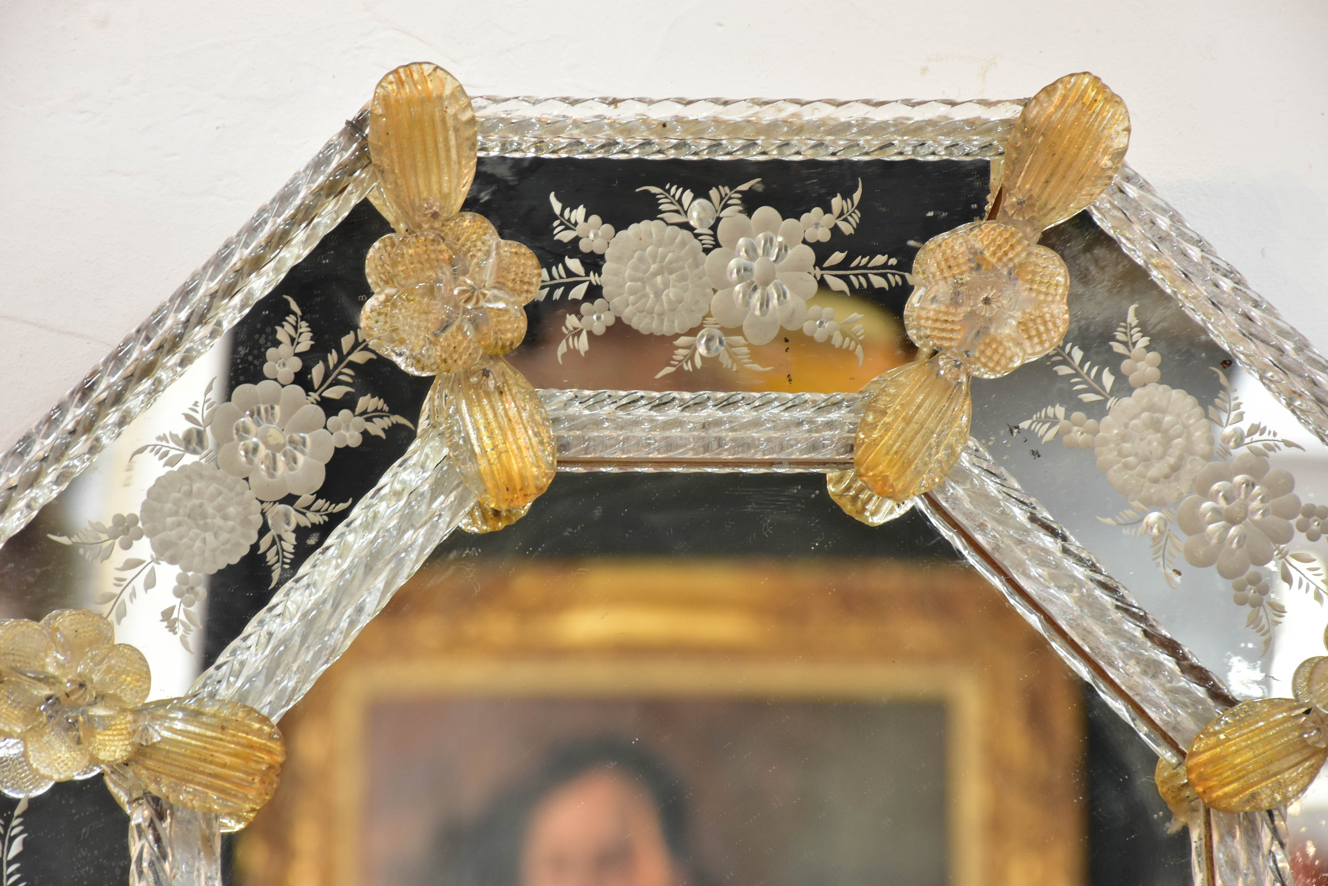 19th century octagonal Venetian glass mirror