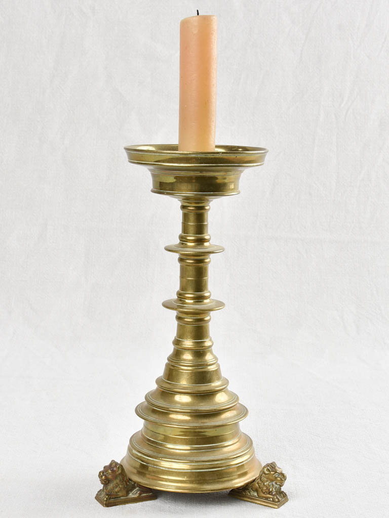 Antique bronze French candlestick with lions