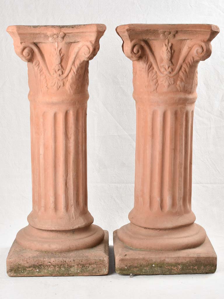 Pair of vintage Terracotta Column Pedestals 32¼"