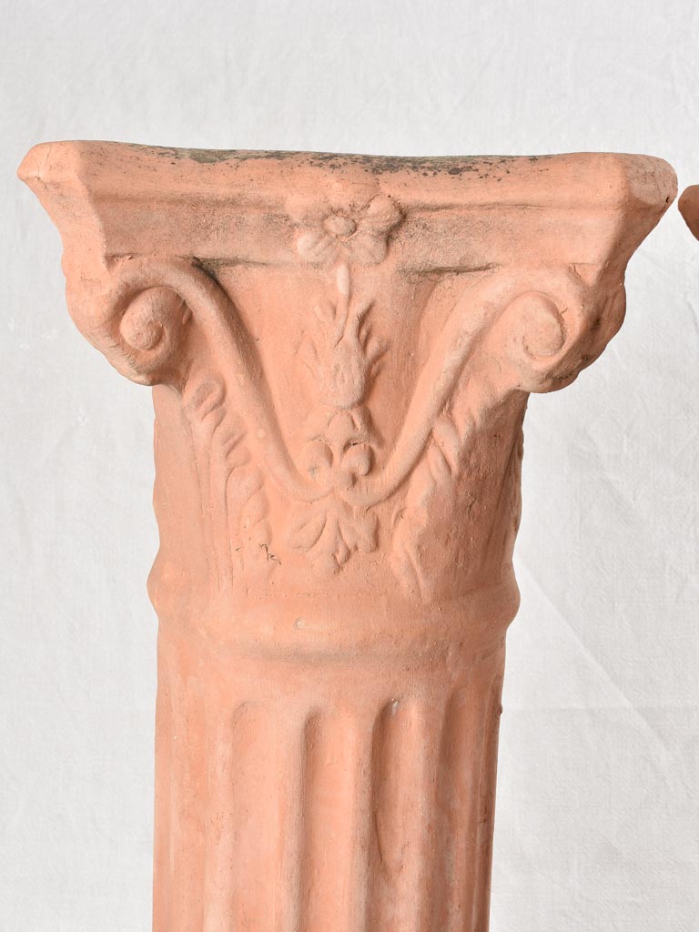 Pair of vintage Terracotta Column Pedestals 32¼"