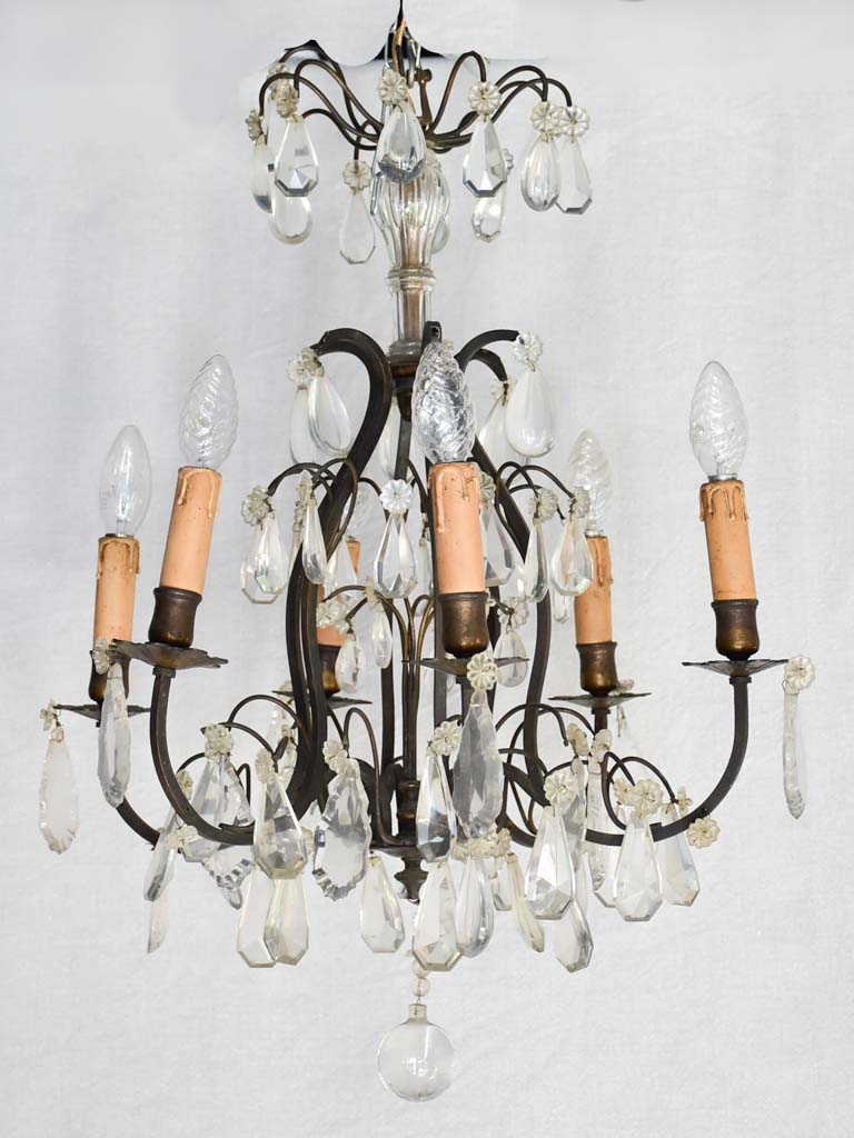 Small 6 light antique chandelier 24½"