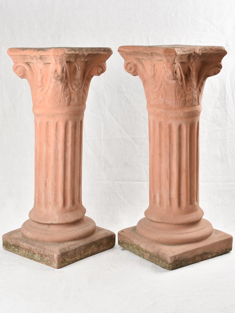 Pair of vintage Terracotta Column Pedestals 32¼"