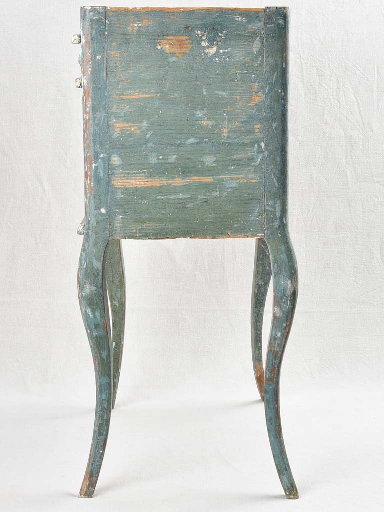 18th century Louis XV rustic nightstand with teal blue patina