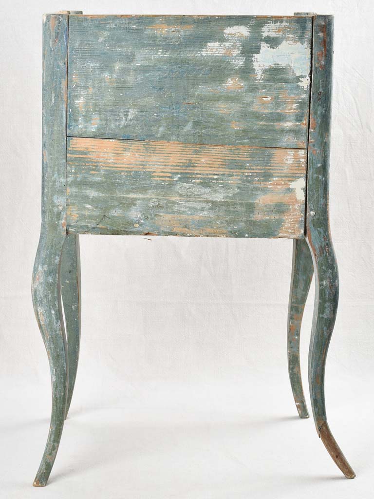 18th century Louis XV rustic nightstand with teal blue patina