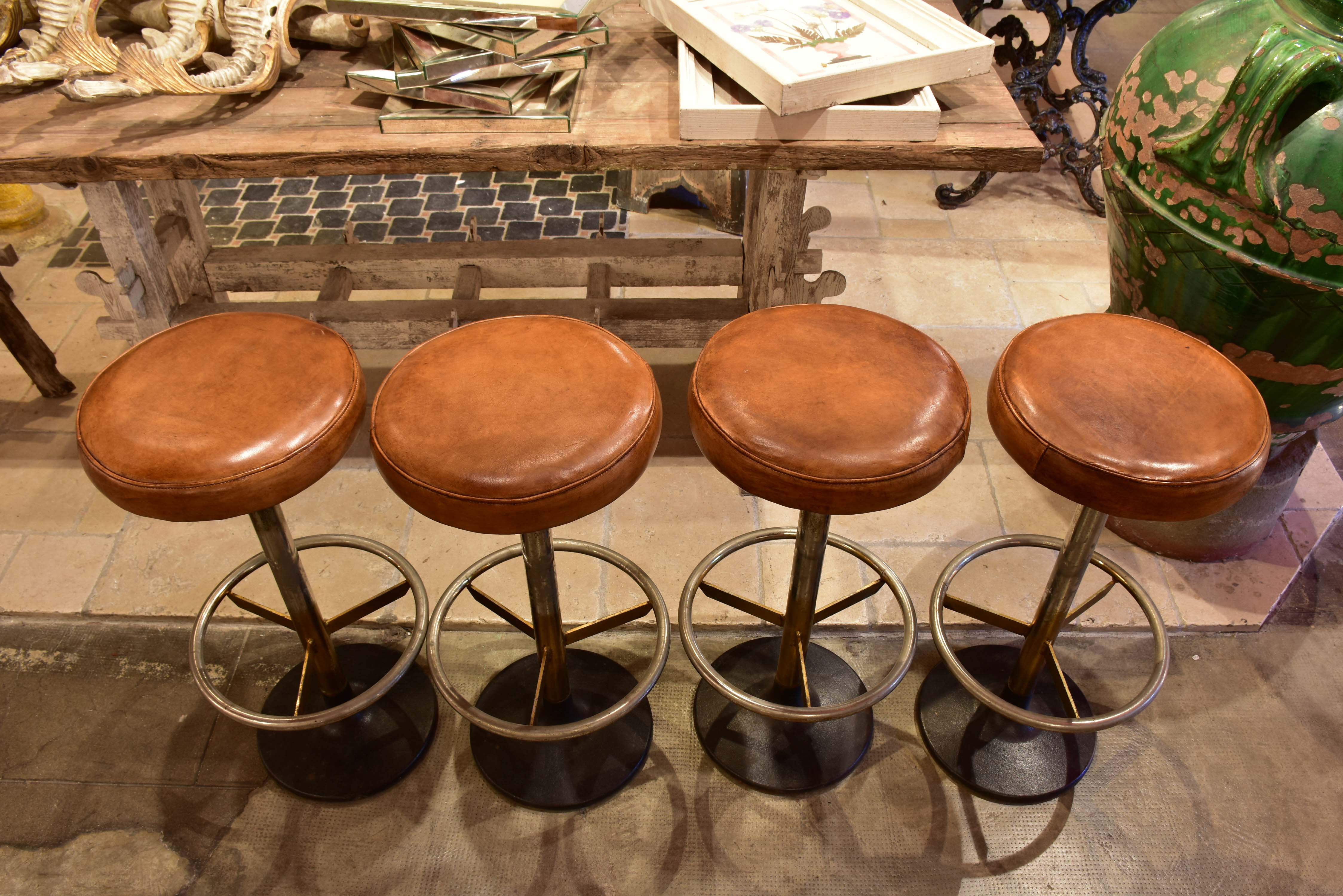 1960’s French leather barstools