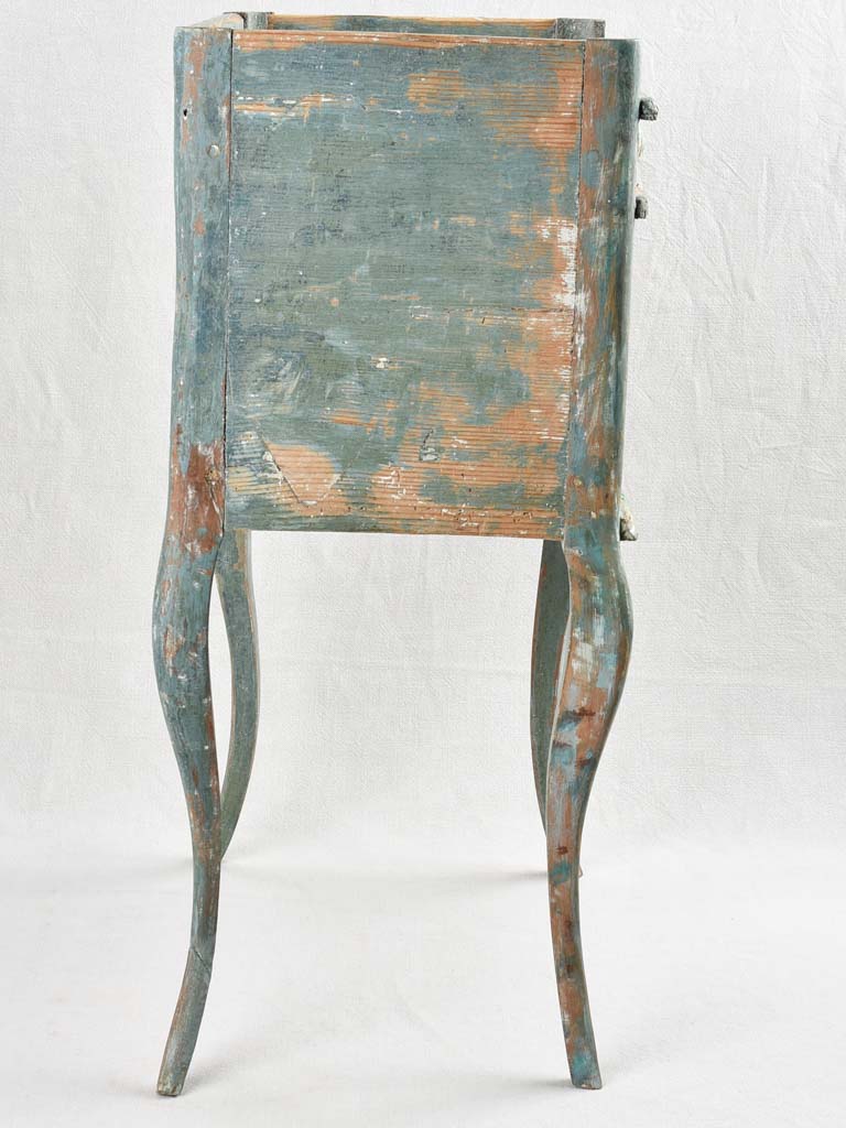 18th century Louis XV rustic nightstand with teal blue patina