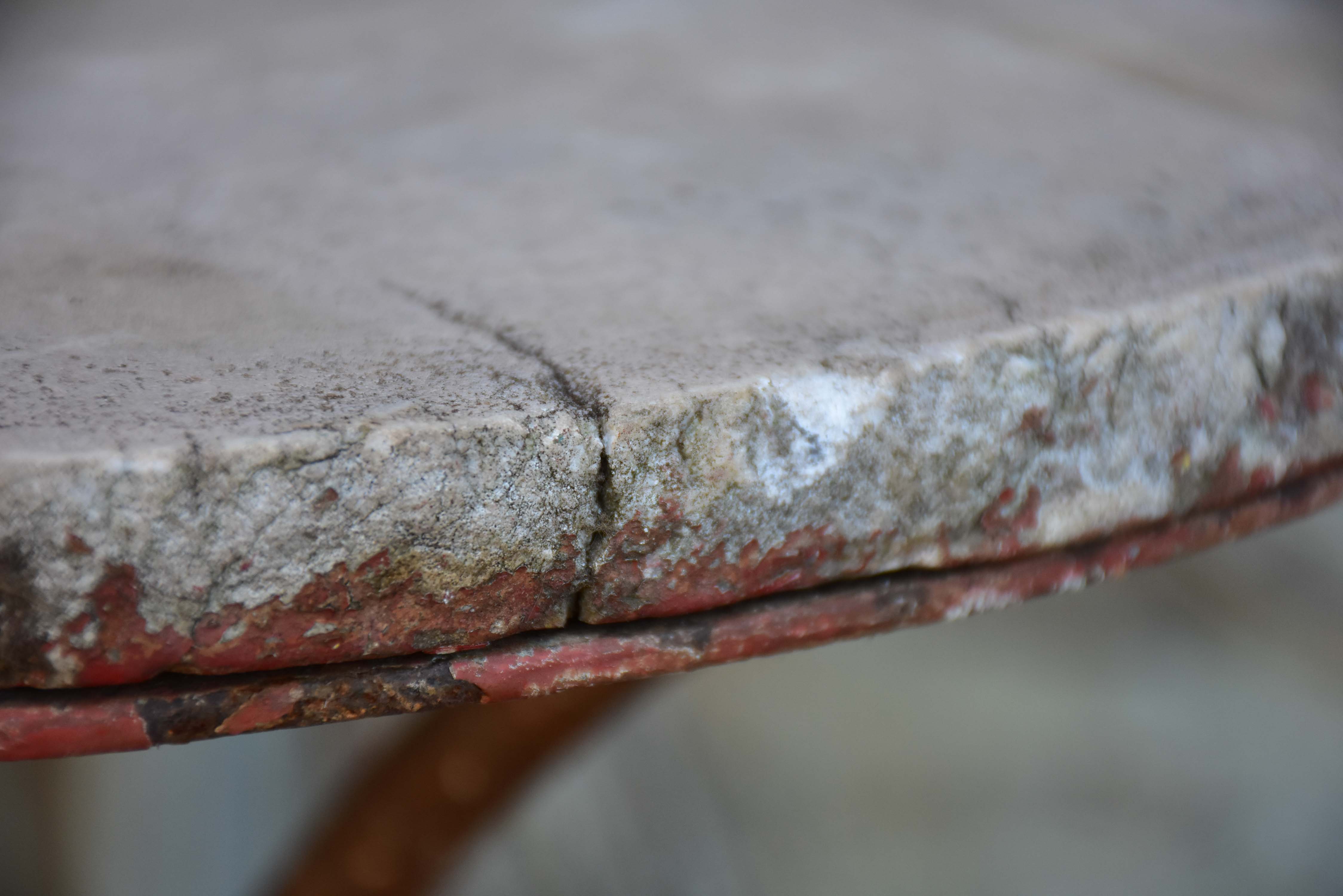 Antique French garden table with stone top