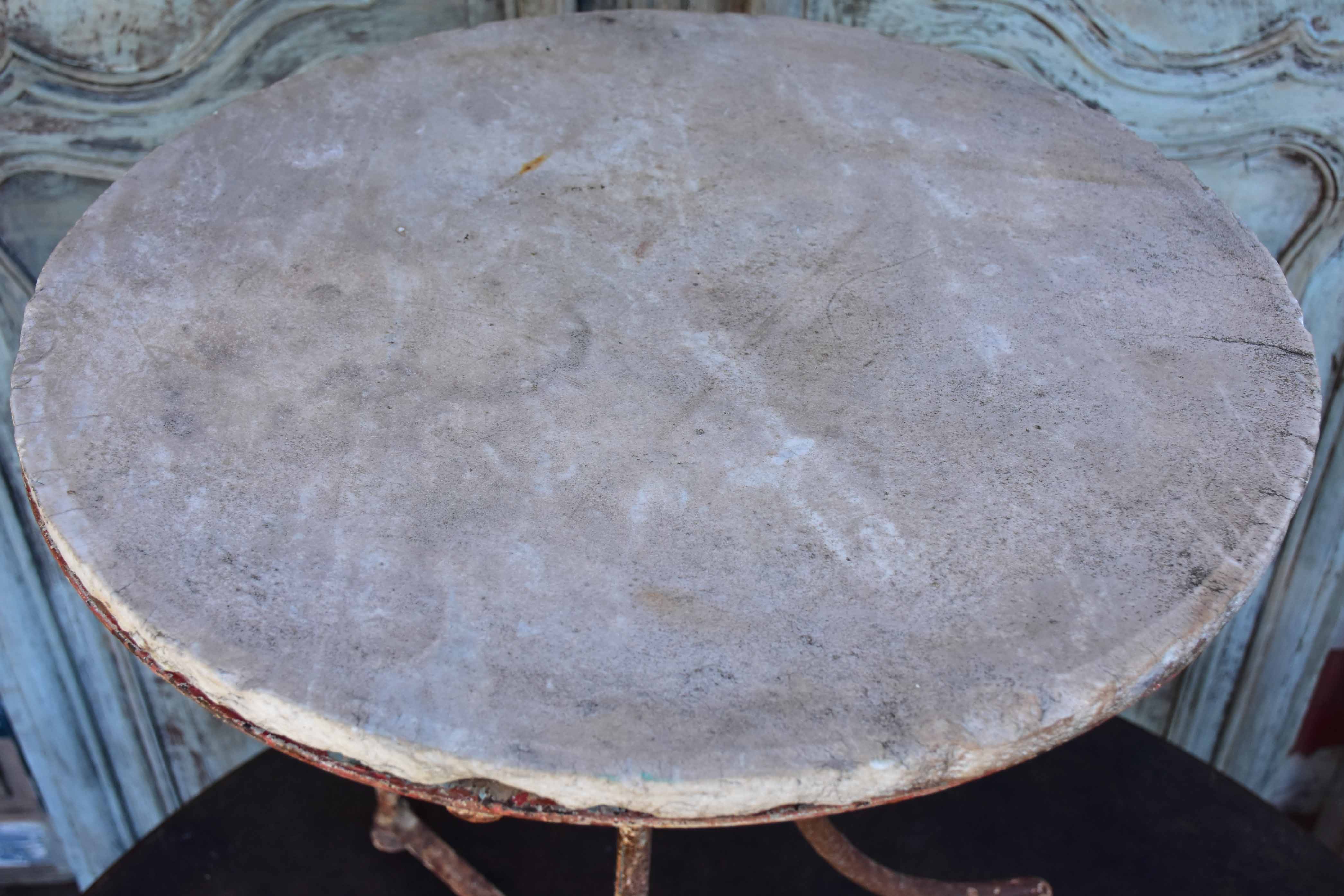 Antique French garden table with stone top