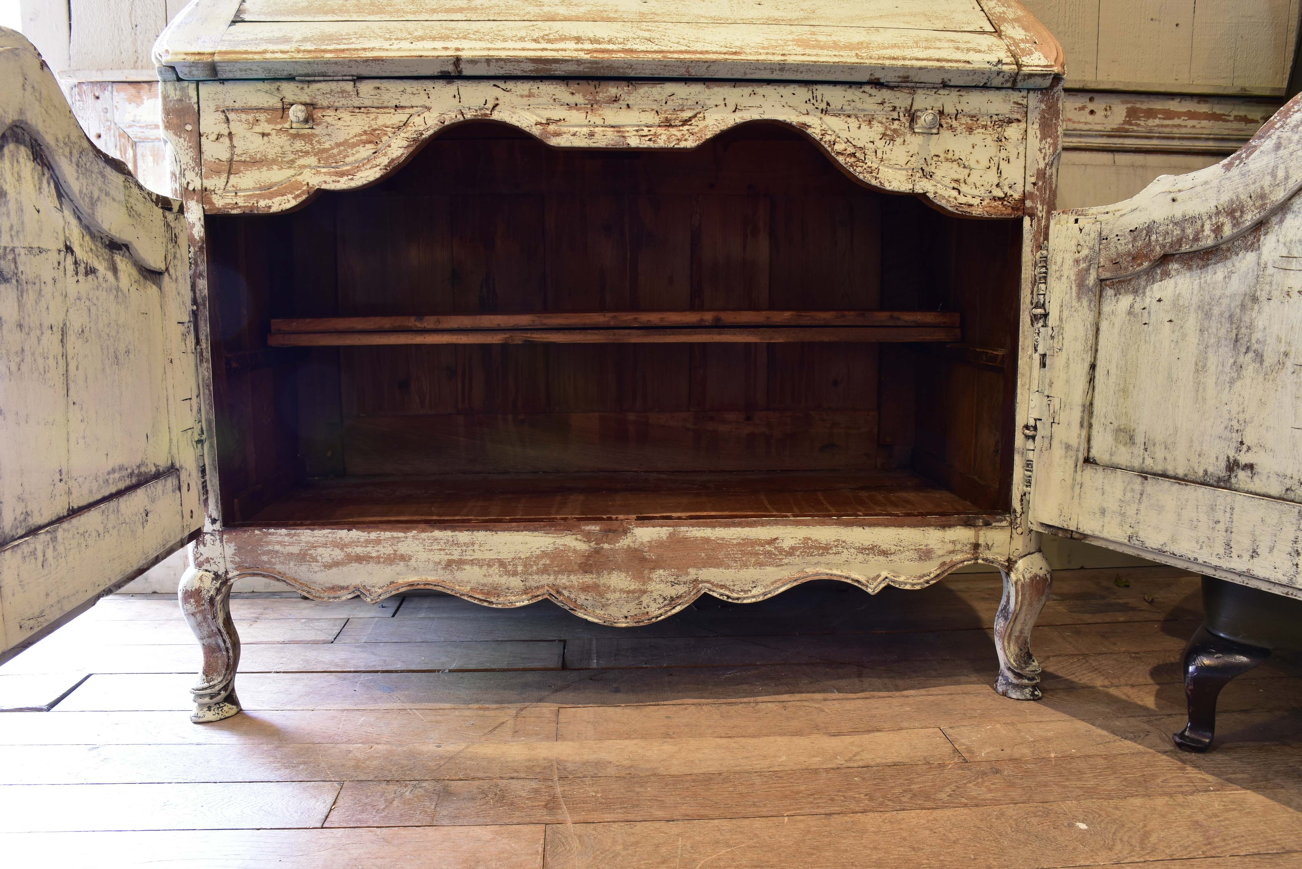 19th century Louis XV secretaire buffet with aqua interior