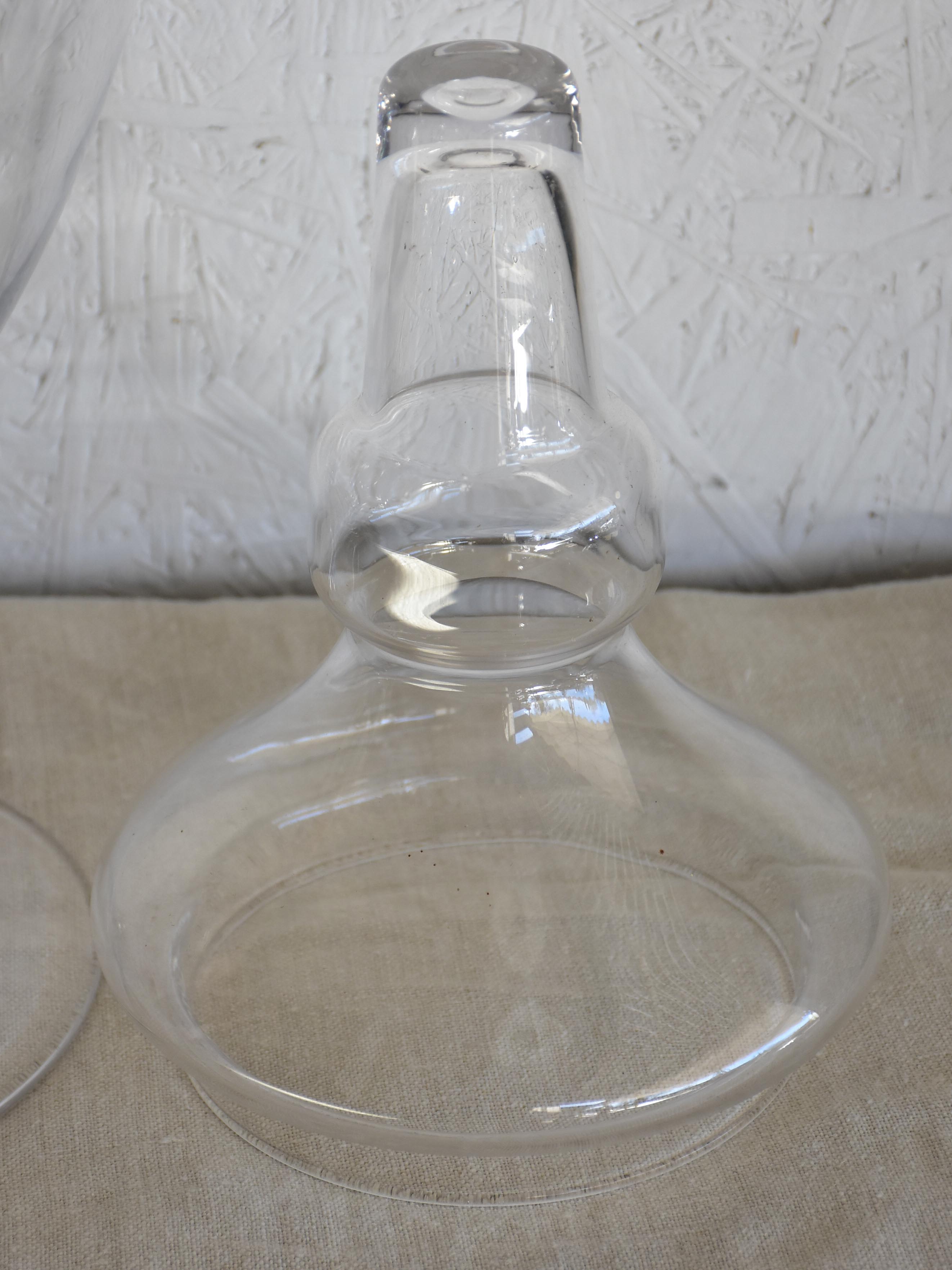 Very large French antique apothecary glass jar with lid