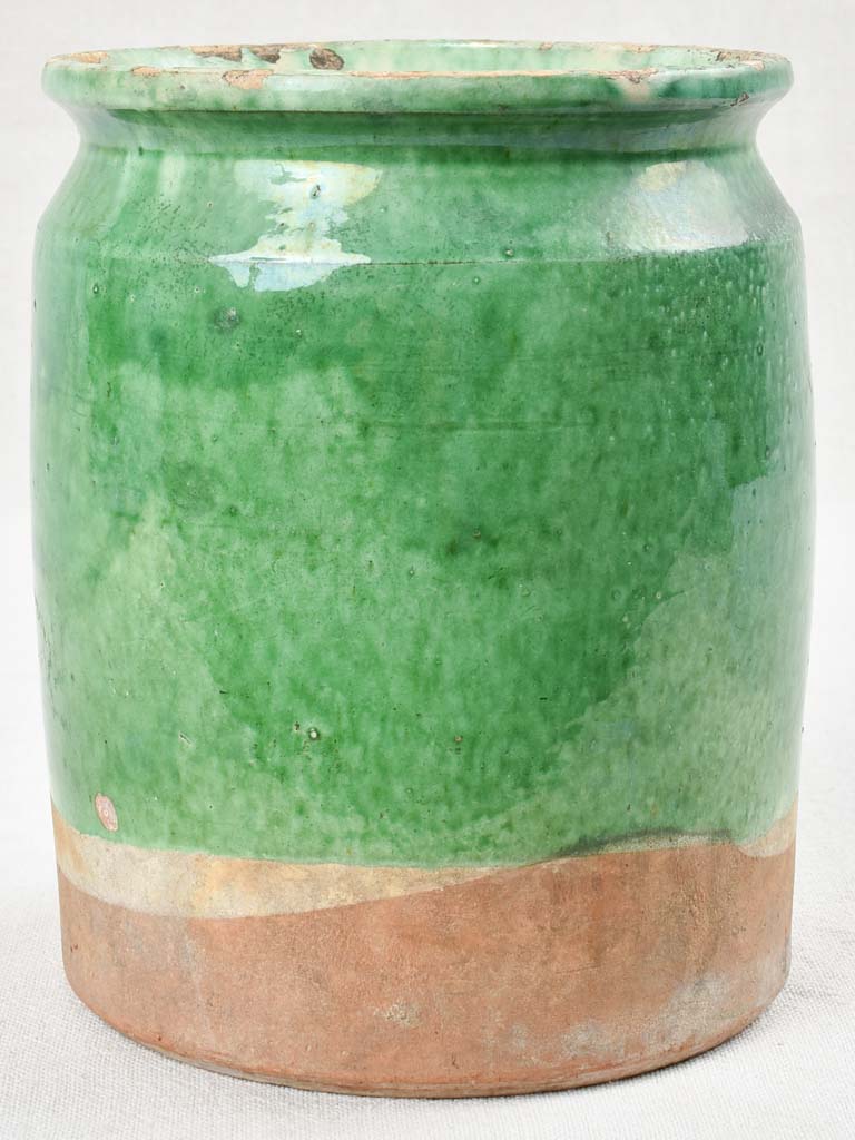 Late 19th century preserving pot with green glaze 8"