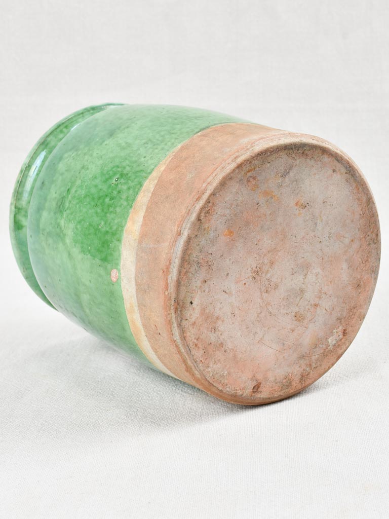 Late 19th century preserving pot with green glaze 8"