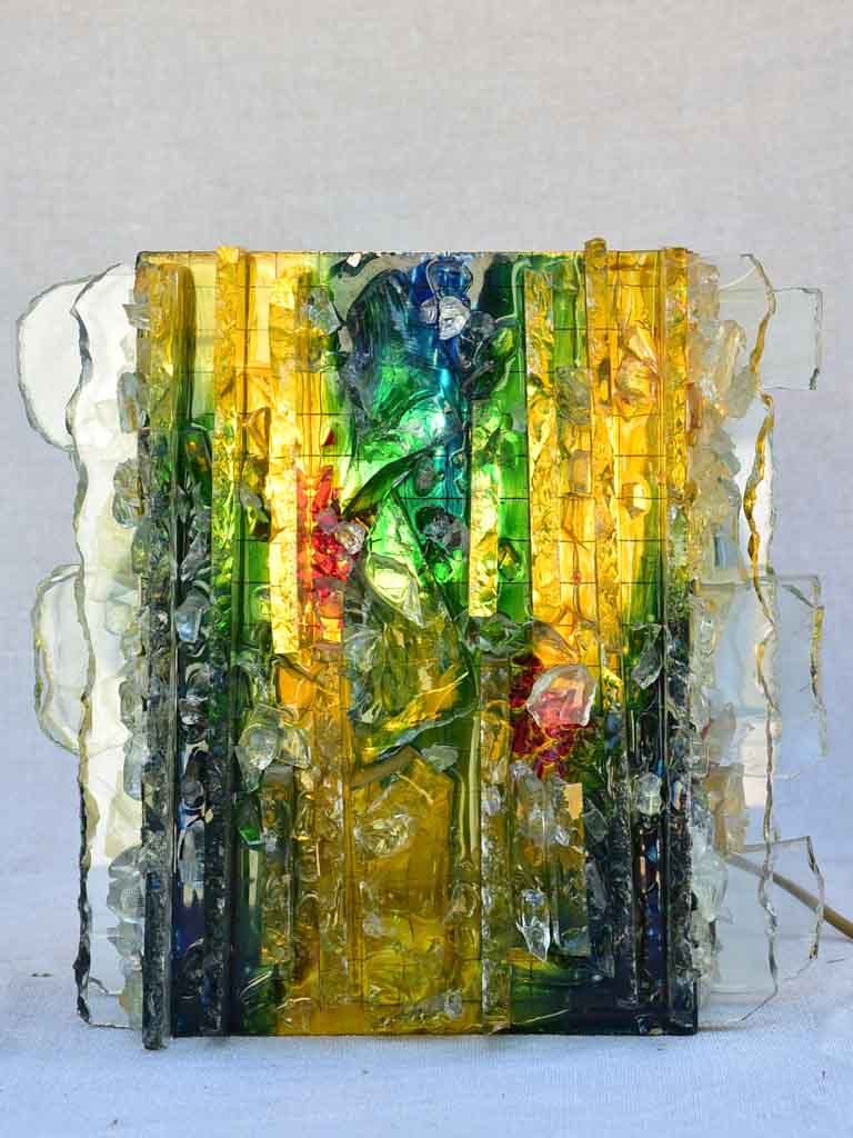 1960's multi-colored brutalist glass wall sconce "Chartres" by Willem Van Oyen for Raak 9"