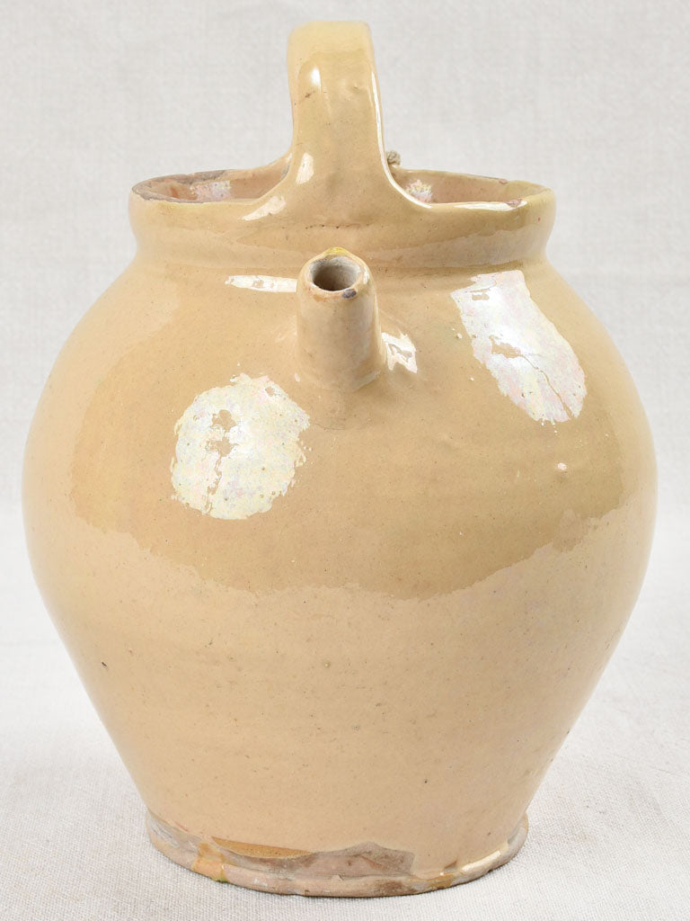 Pale yellow lidded water pitcher, 19th century 11½"