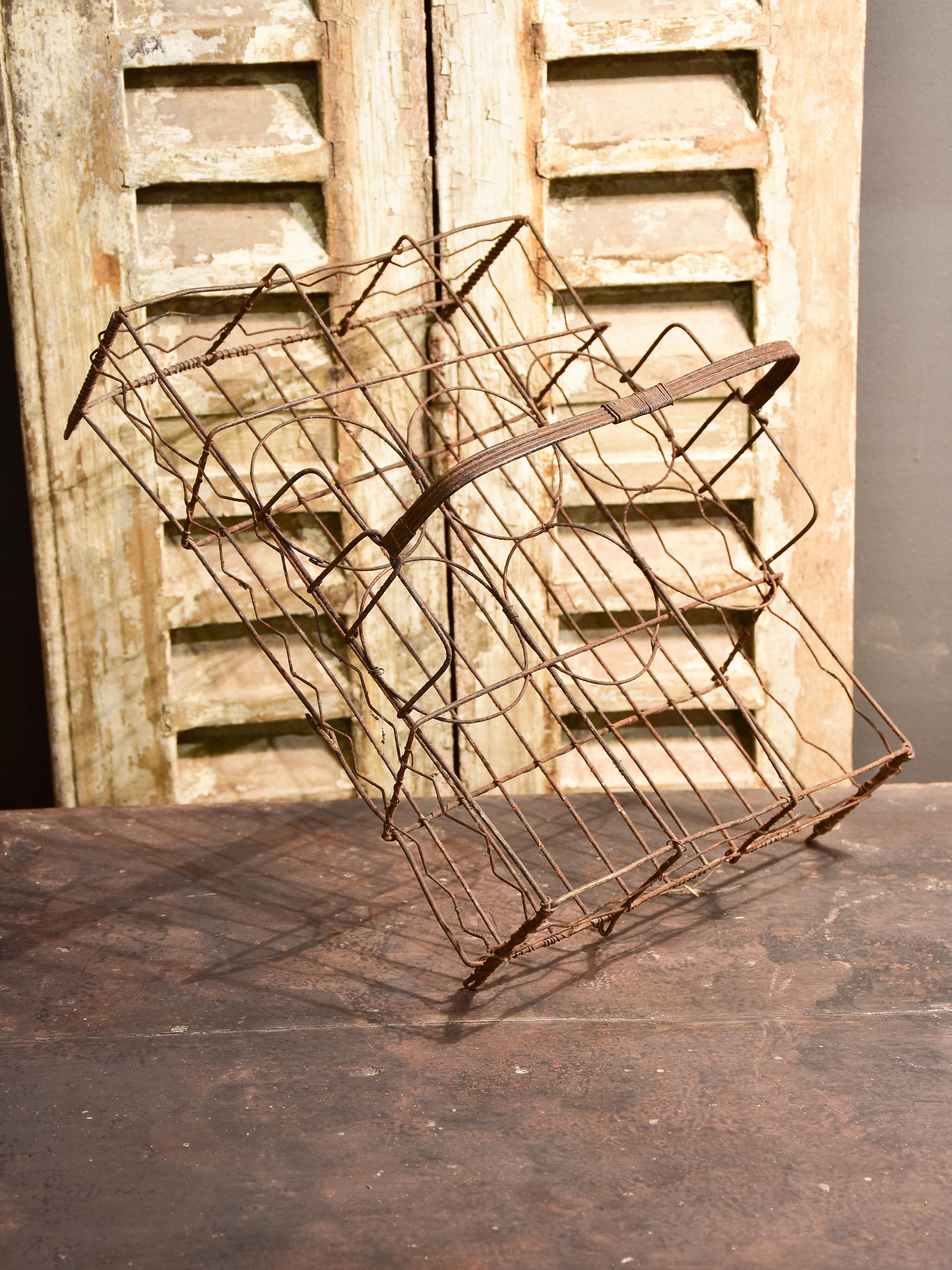 Assorted collection of 9 antique French wire baskets