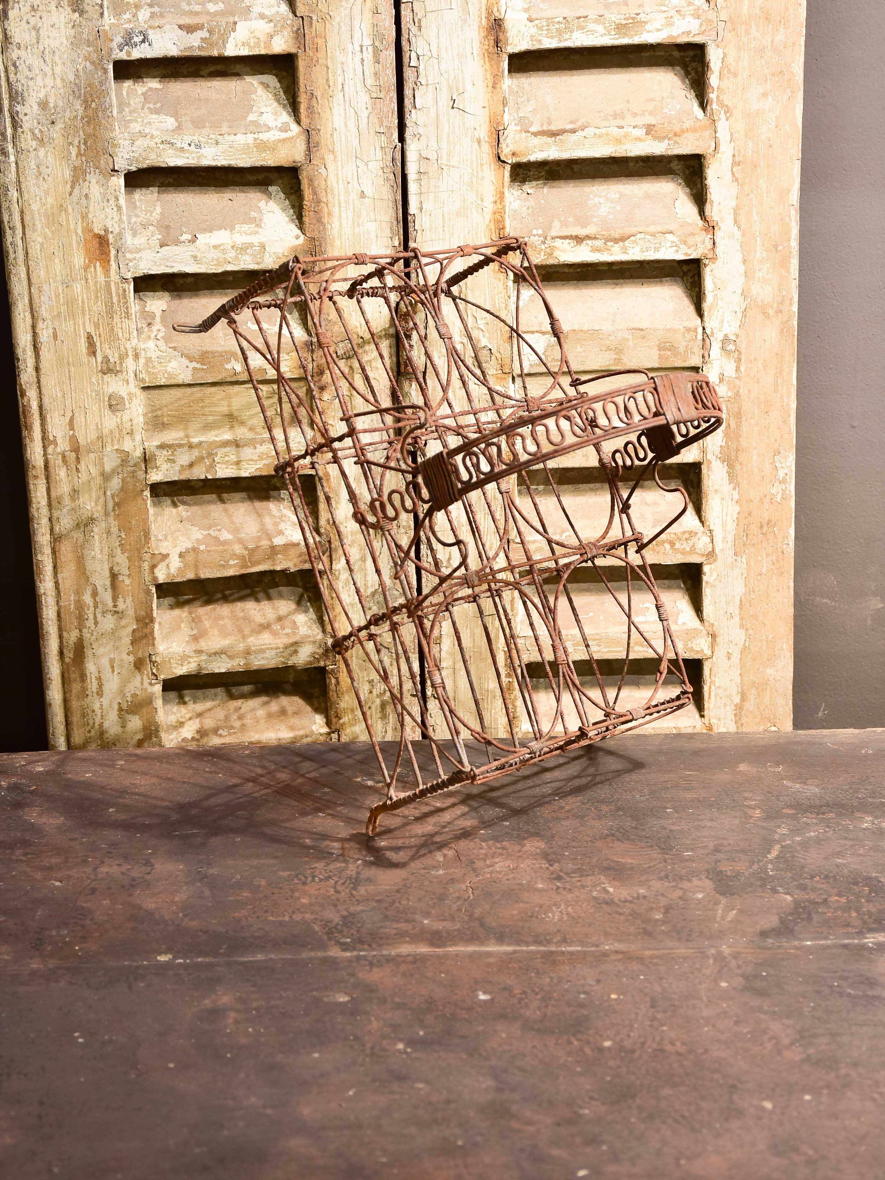 Assorted collection of 9 antique French wire baskets