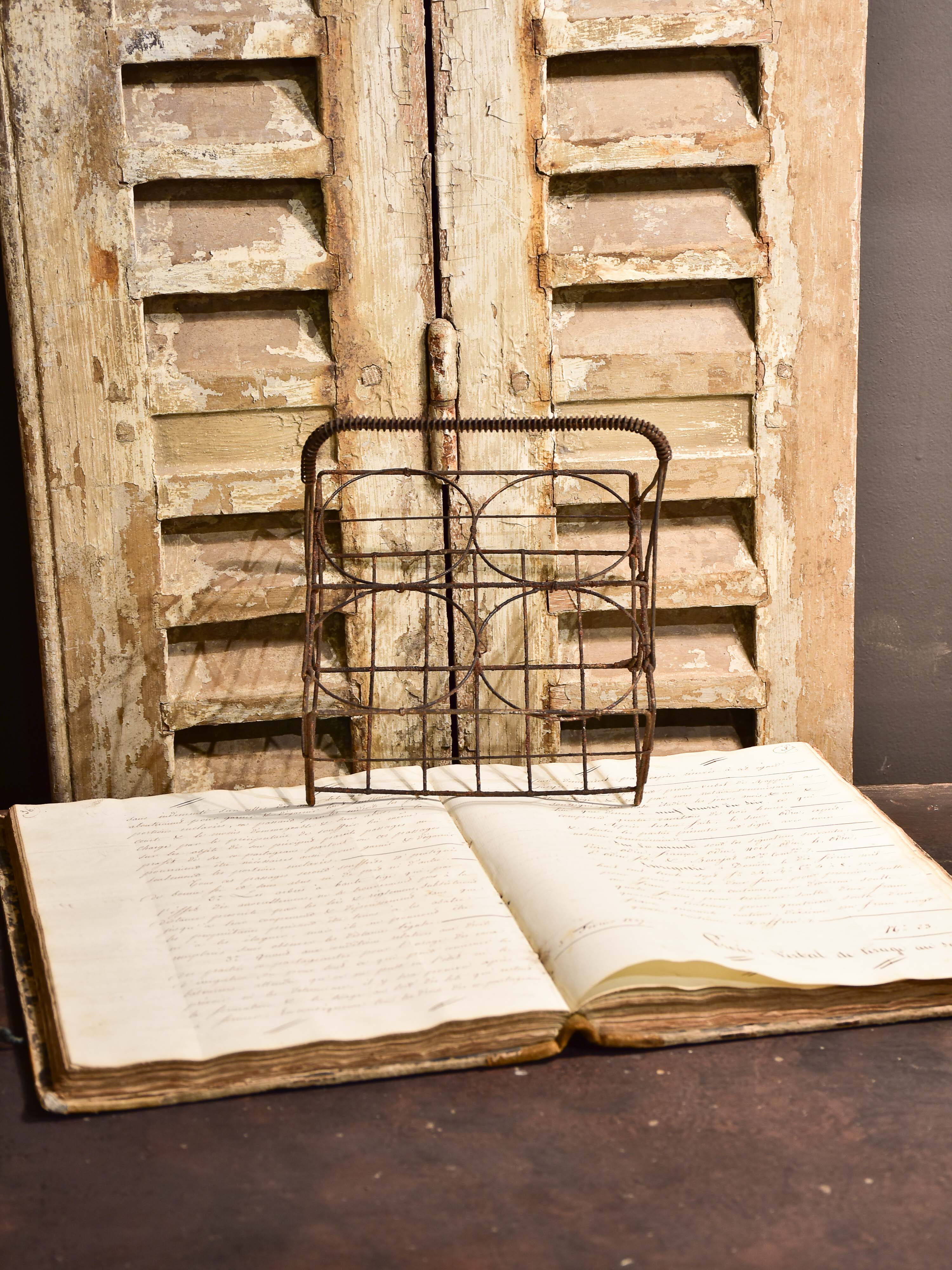 Assorted collection of 9 antique French wire baskets