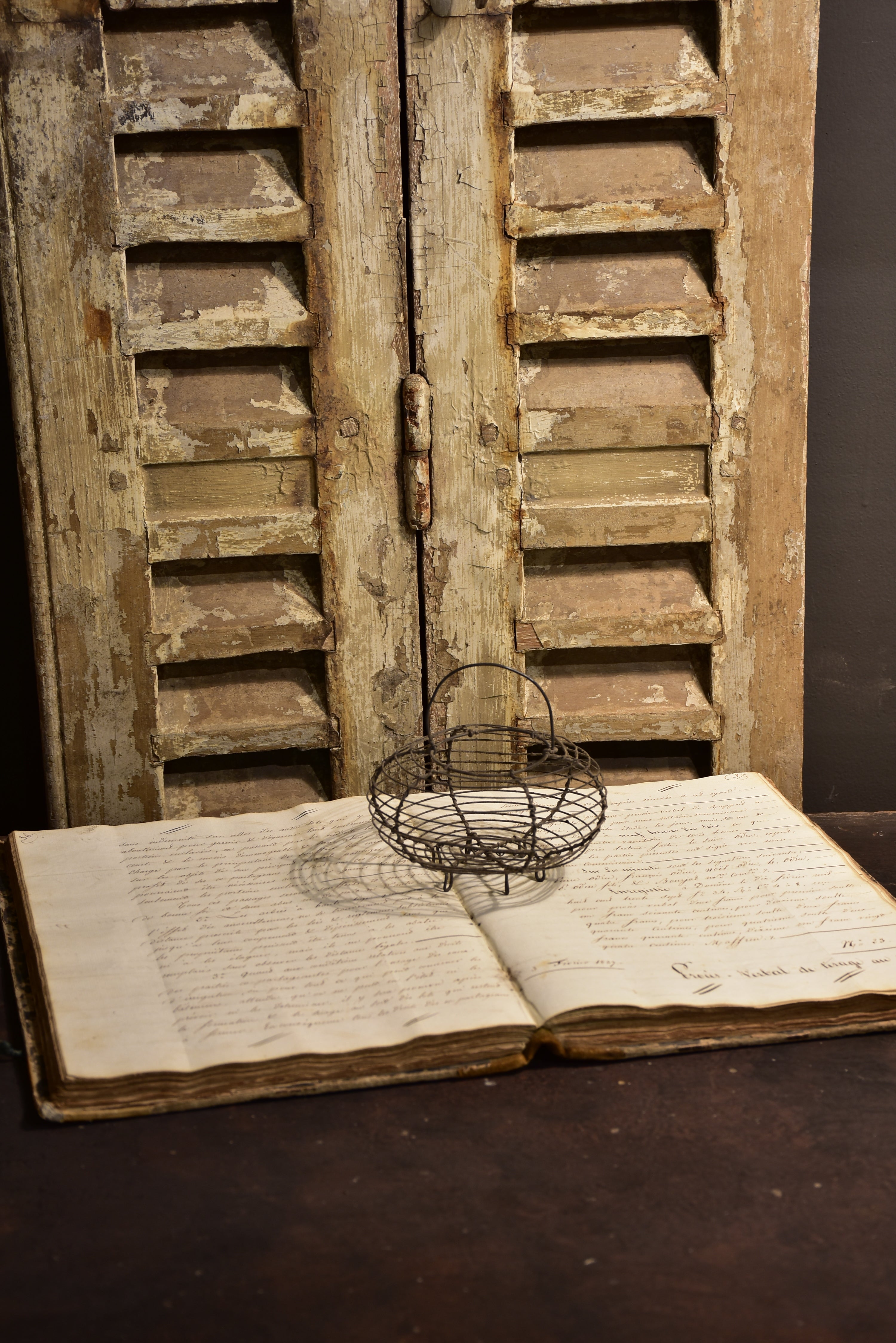 Assorted collection of 9 antique French wire baskets