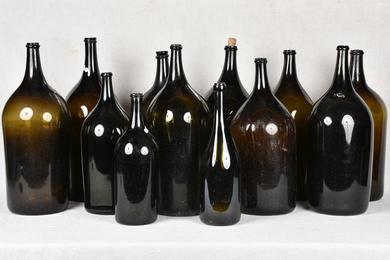 Set of 12 Dark Opaque Glass vinegar Bottles