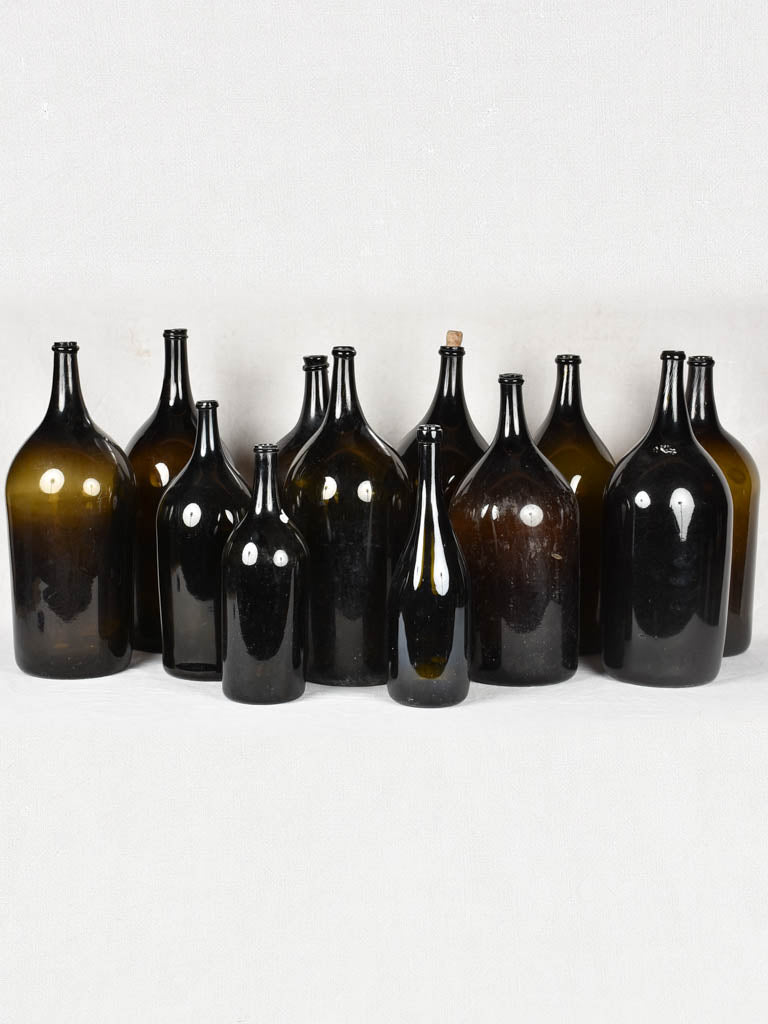 Set of 12 Dark Opaque Glass vinegar Bottles