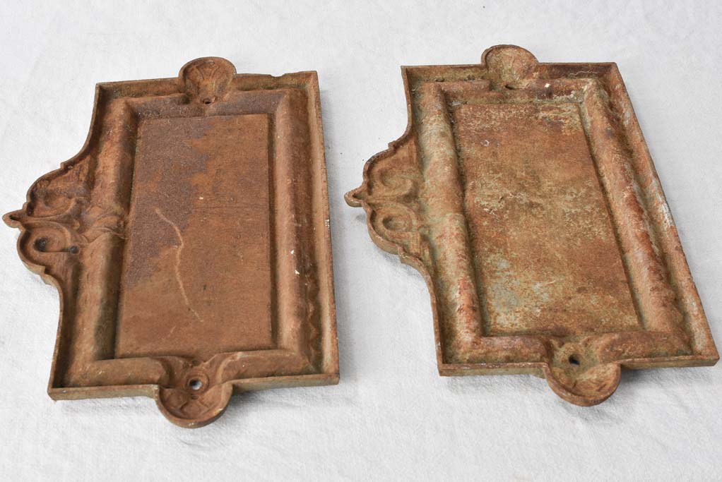 2 horse name plates Figaro & Cora 19th century 11½" x 19"