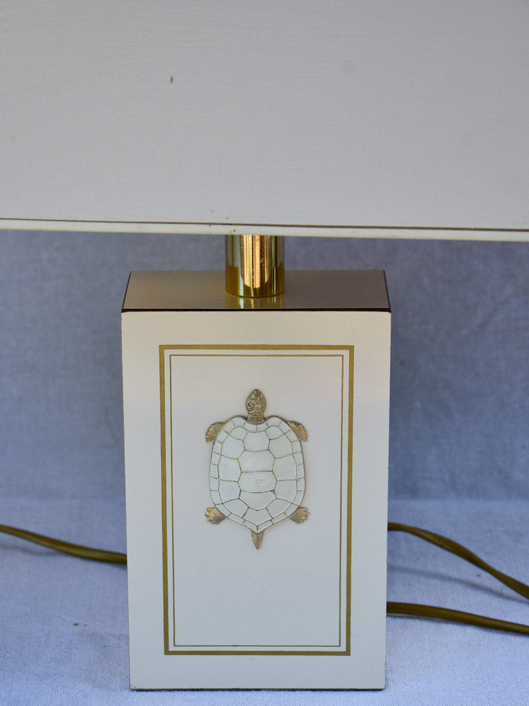 Pair of beige Le Dauphin lamps with turtle decorations