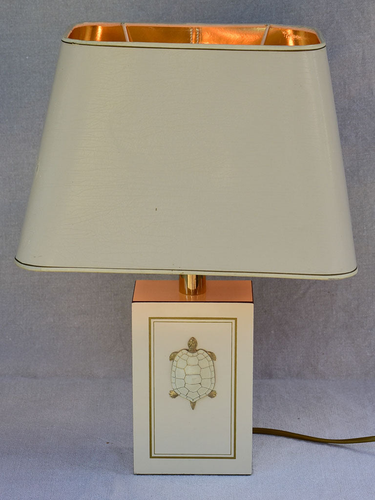 Pair of beige Le Dauphin lamps with turtle decorations