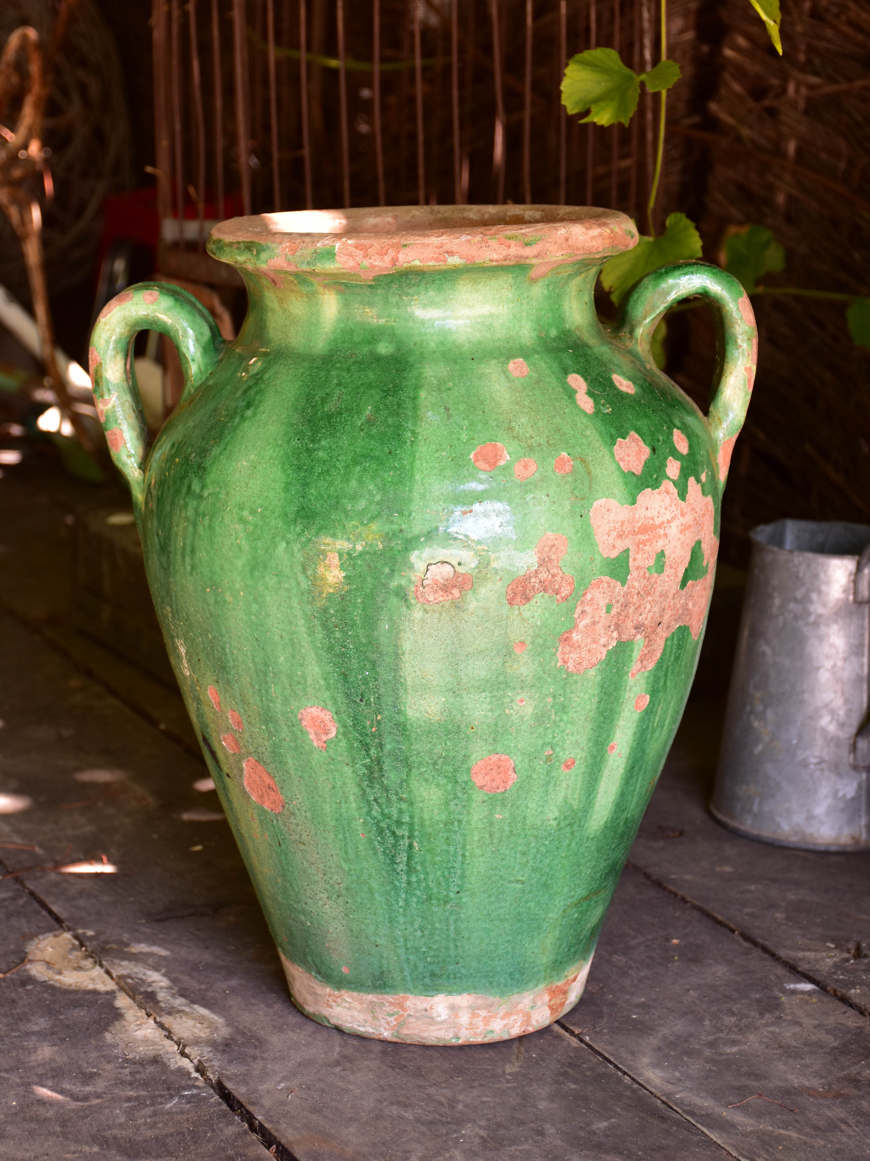 Large green glazed pot from Languedoc-Roussillon