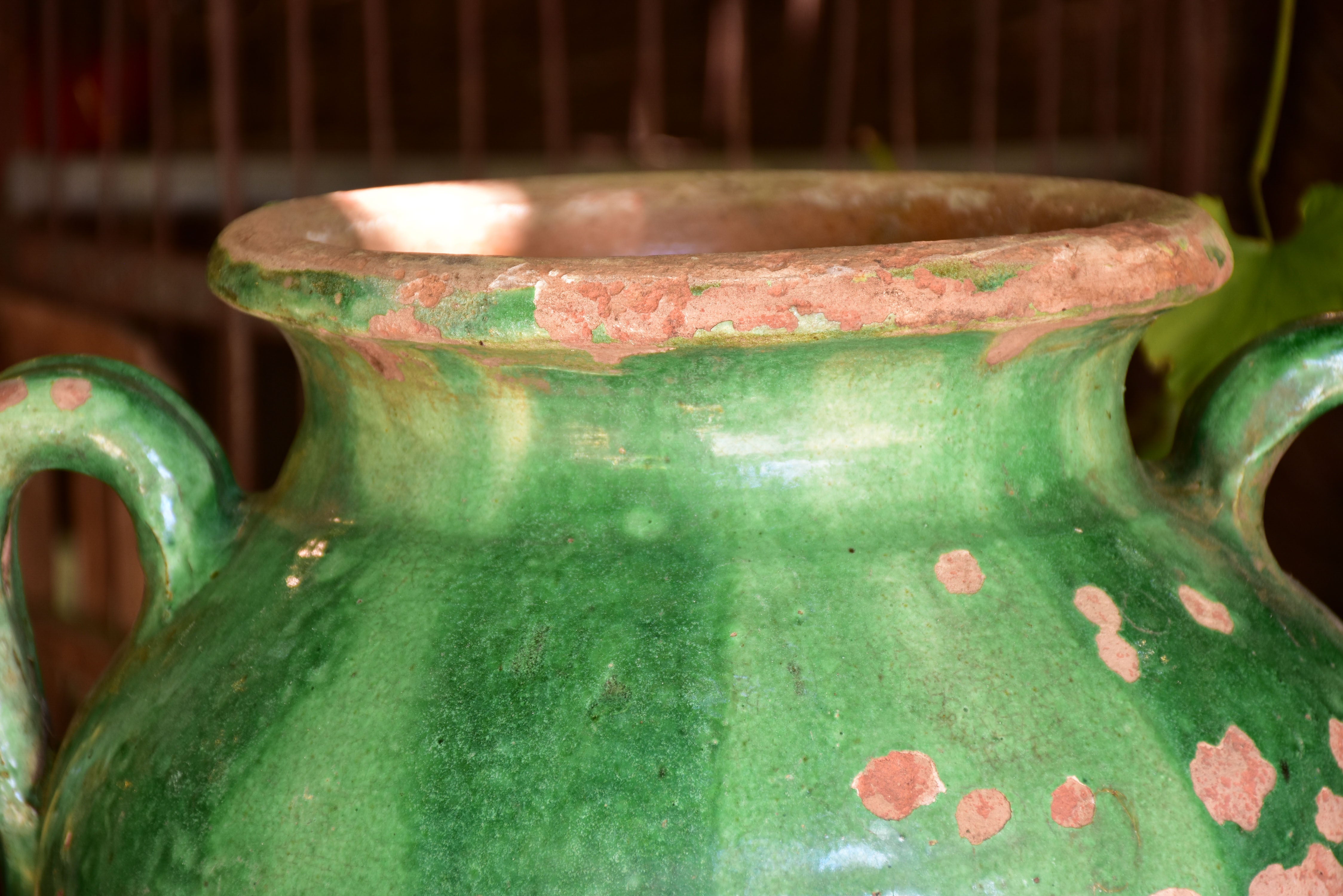 Large green glazed pot from Languedoc-Roussillon