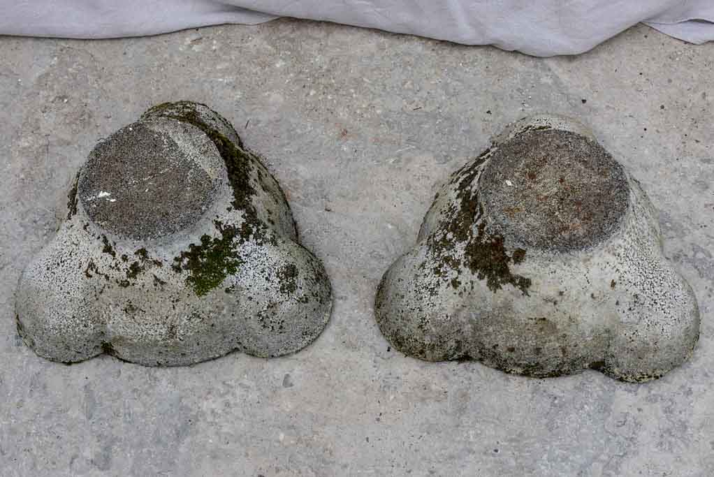 Pair of weathered 1960's garden planters with curved edges