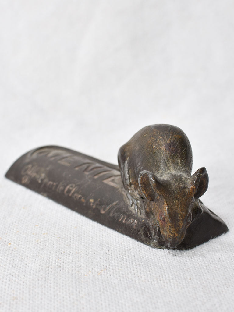 Early-20th-century bronze Chocolate Menier mouse