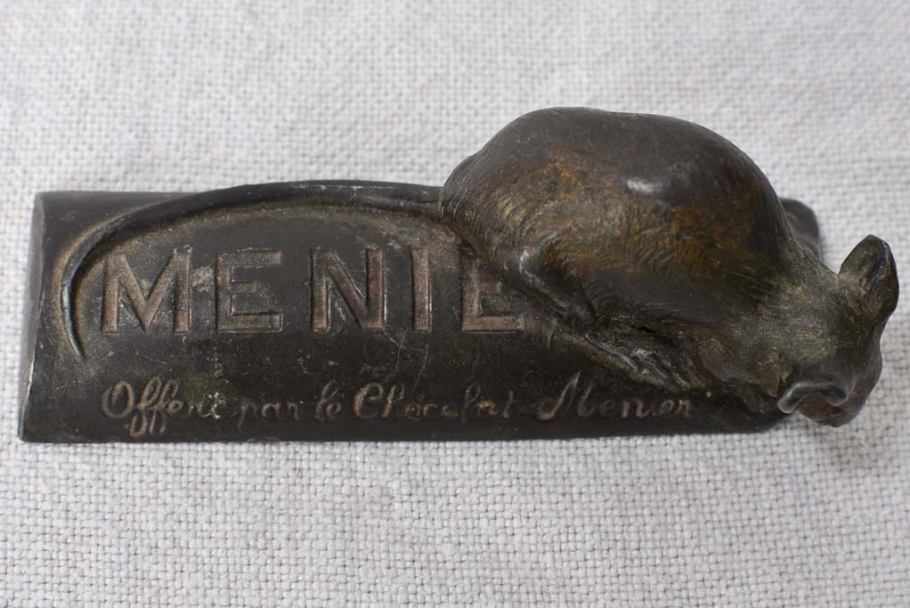 Early-20th-century bronze Chocolate Menier mouse