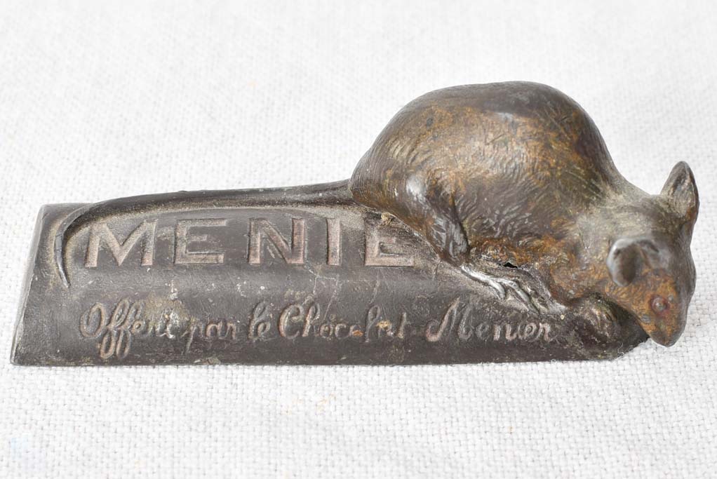 Early-20th-century bronze Chocolate Menier mouse