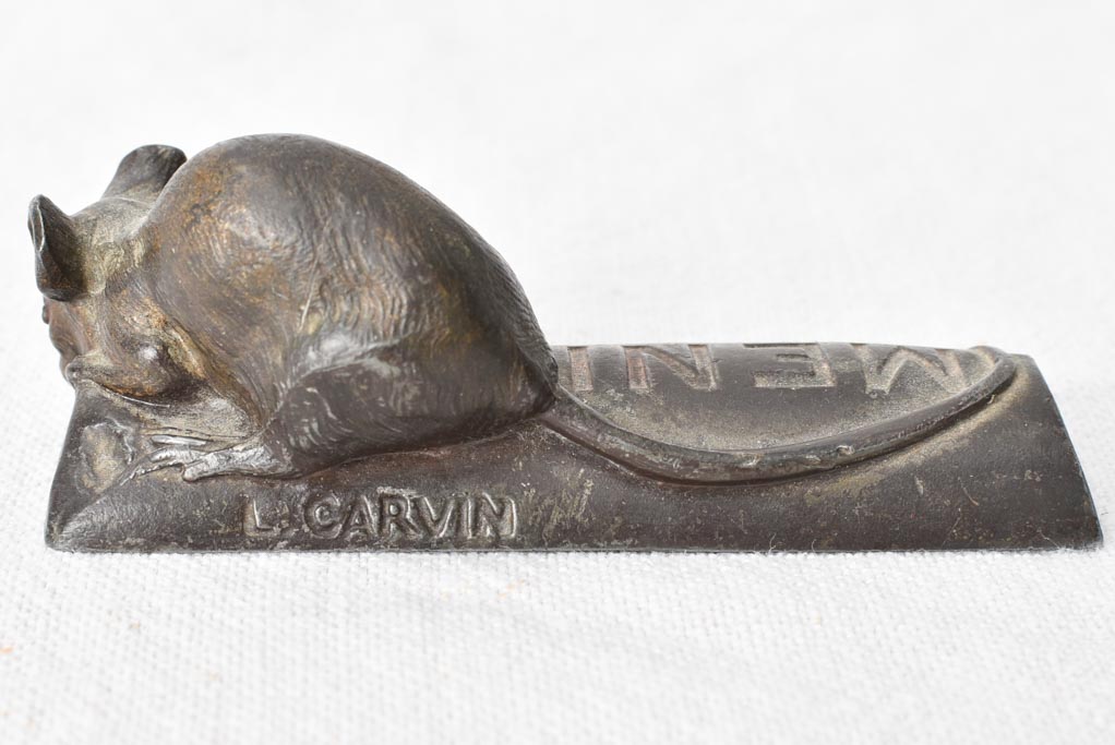 Early-20th-century bronze Chocolate Menier mouse