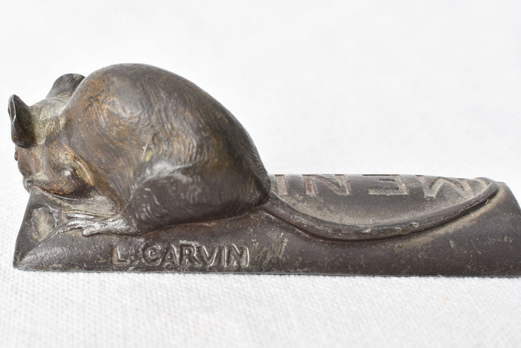 Early-20th-century bronze Chocolate Menier mouse