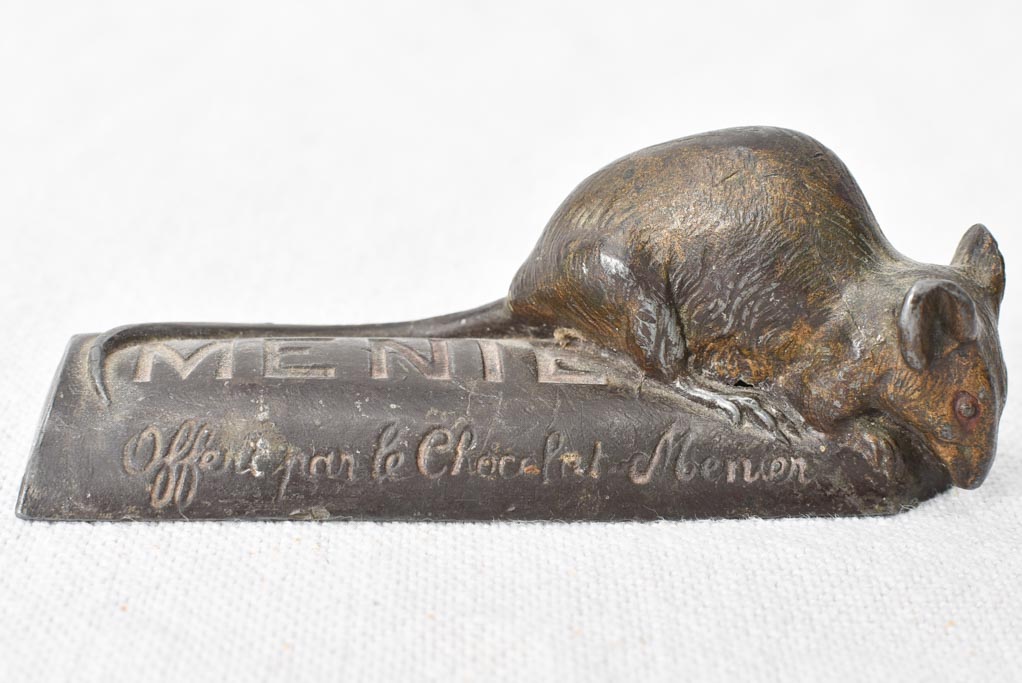 Early-20th-century bronze Chocolate Menier mouse