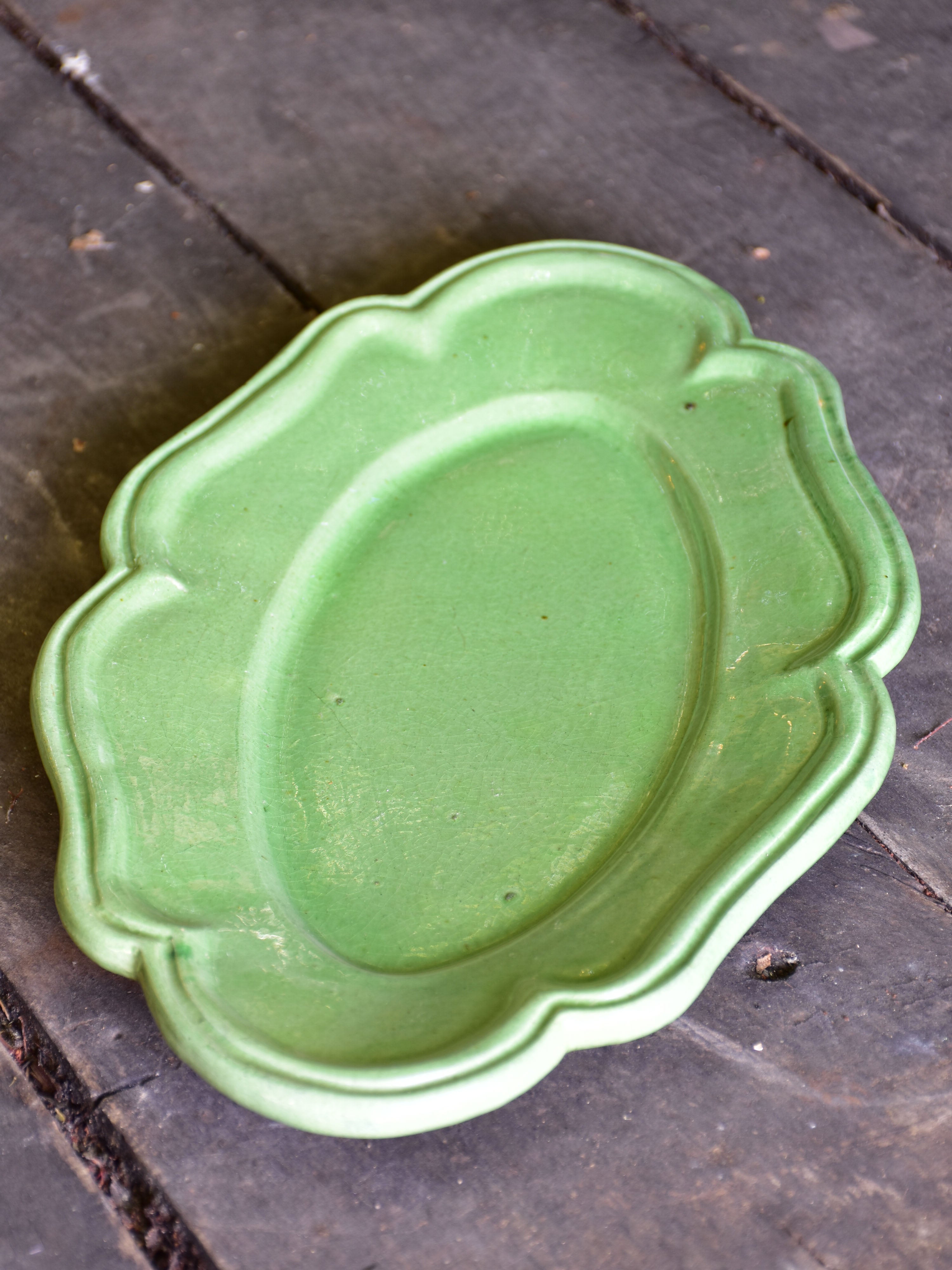 Vintage green platter from Vallauris