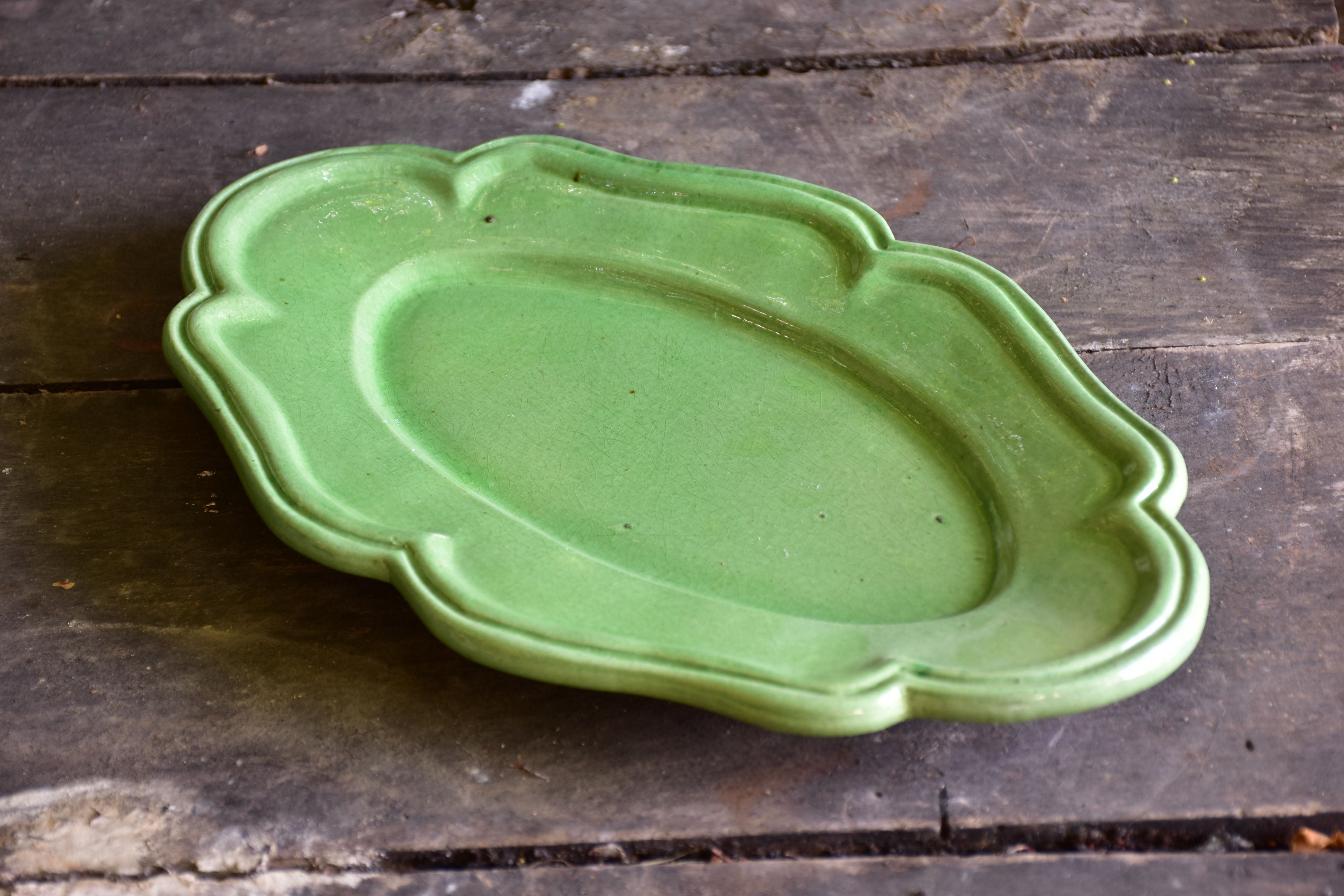 Vintage green platter from Vallauris