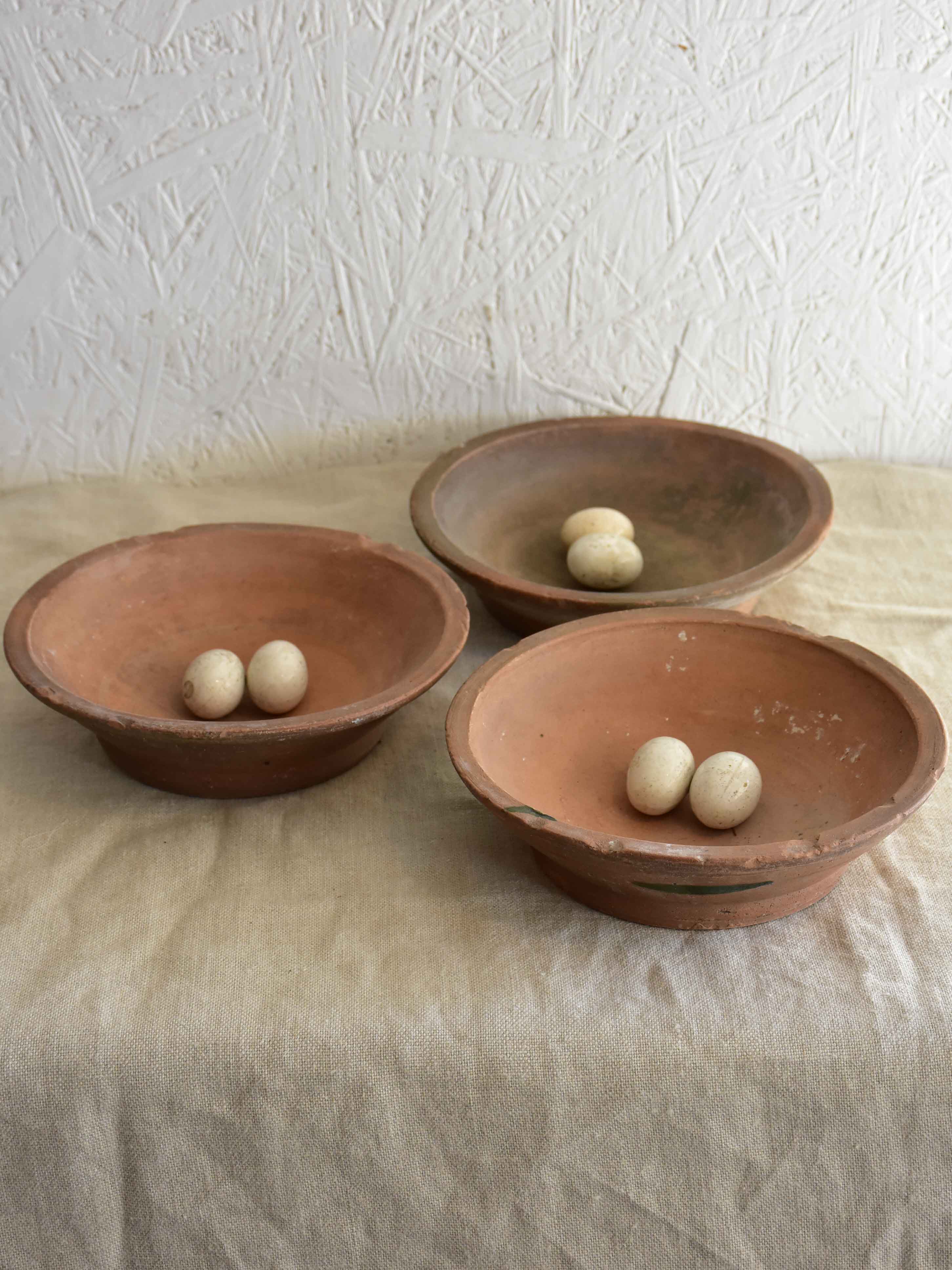 Antique French terracotta pigeon's nests