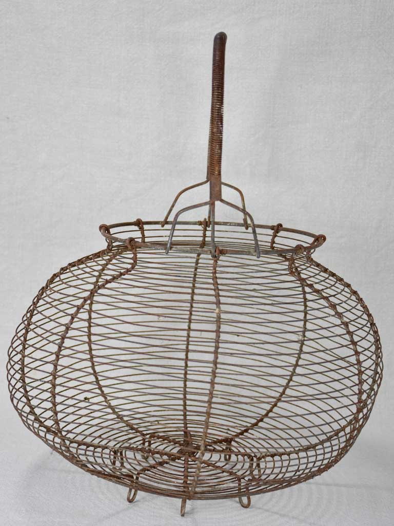 Large antique French wire egg basket 17¼"