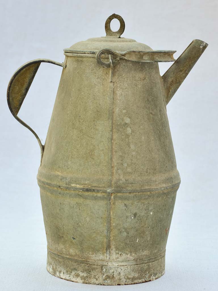 Early twentieth-century French zinc pitcher with lid