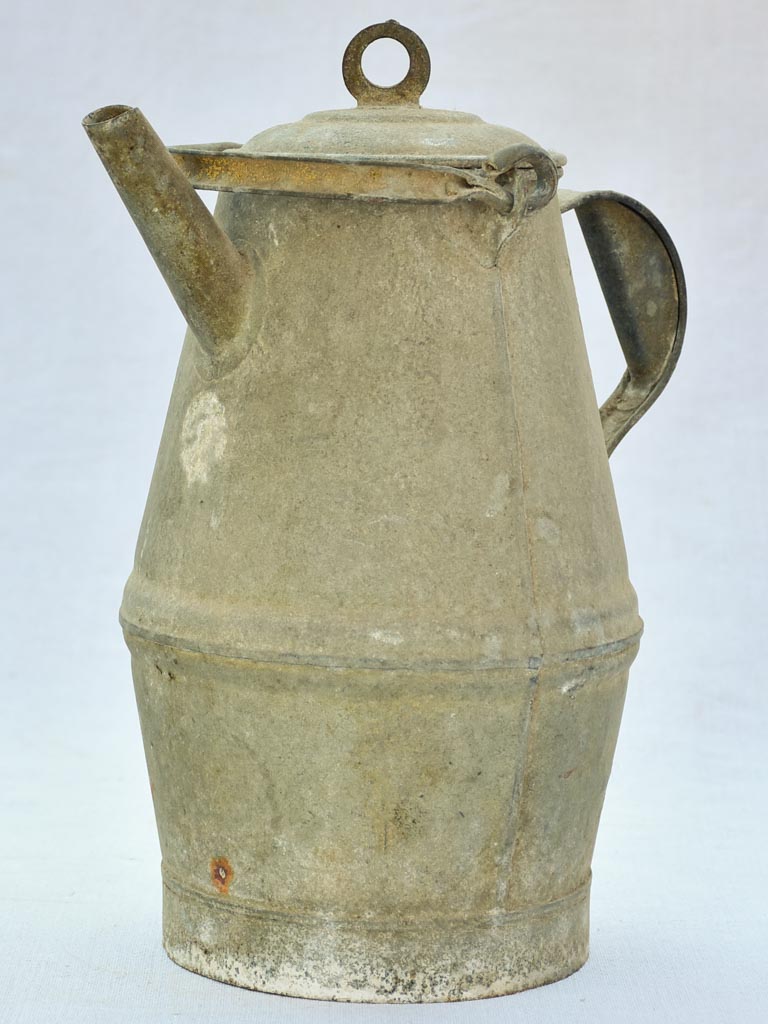 Early twentieth-century French zinc pitcher with lid