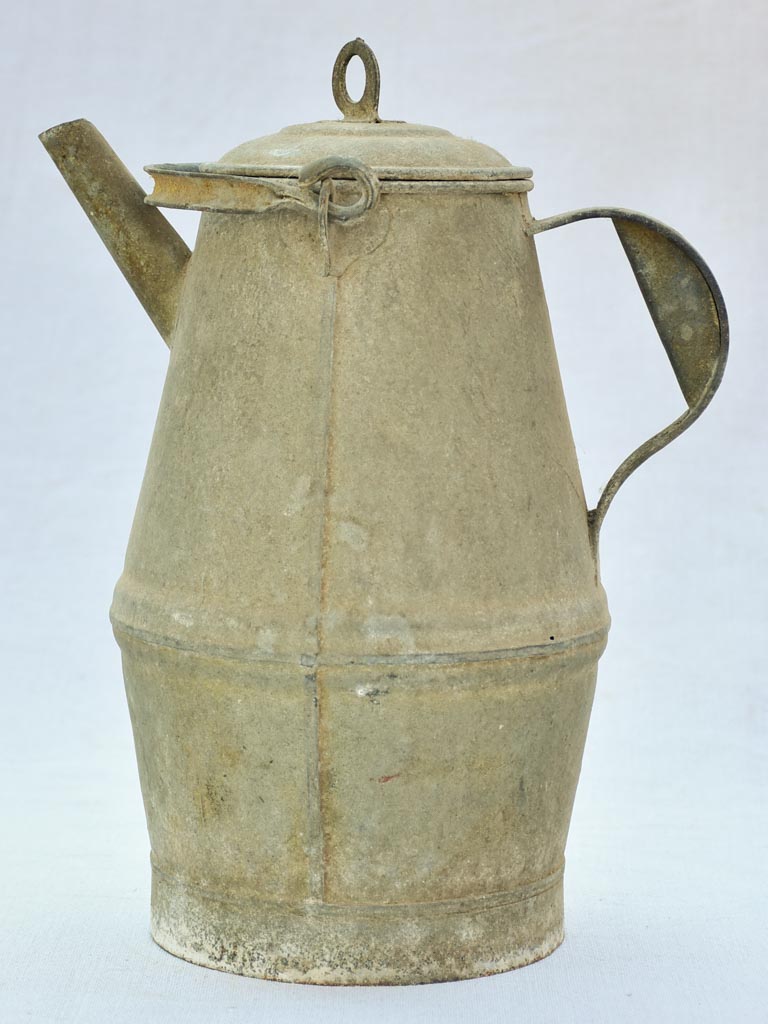 Early twentieth-century French zinc pitcher with lid