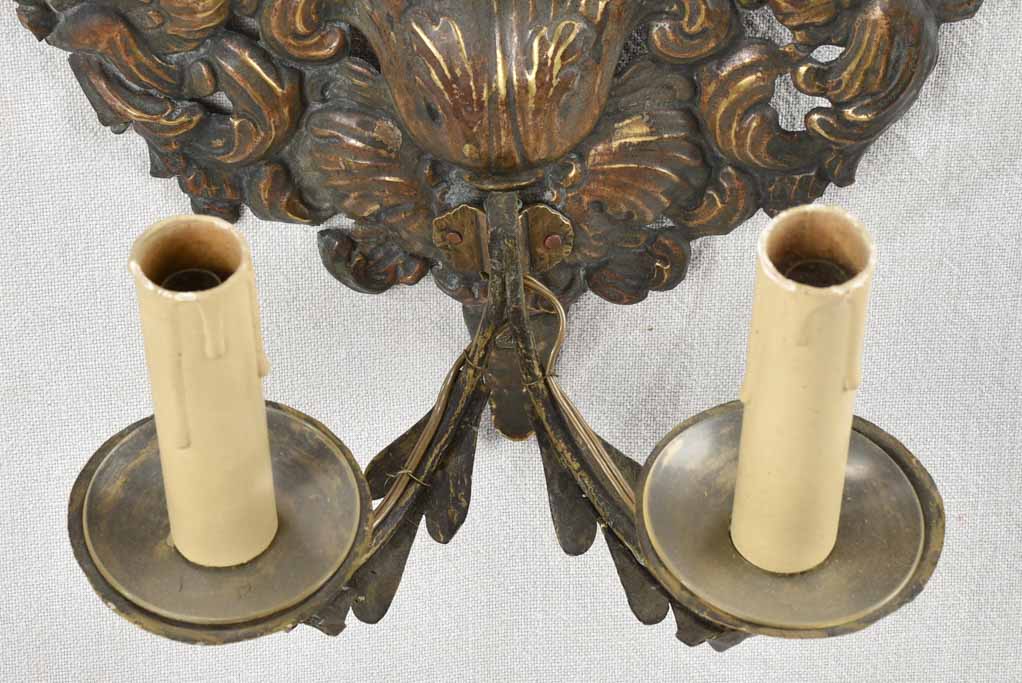 Classic brass wall sconces with sunflowers