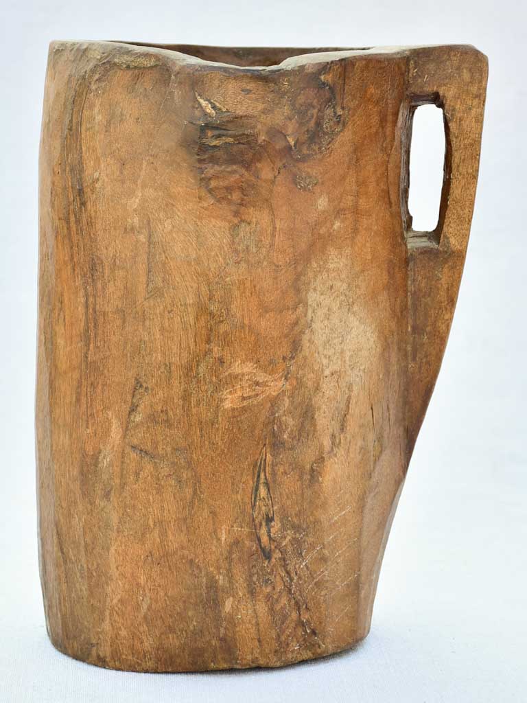 Primitive carved wooden pitcher jug 12¼"