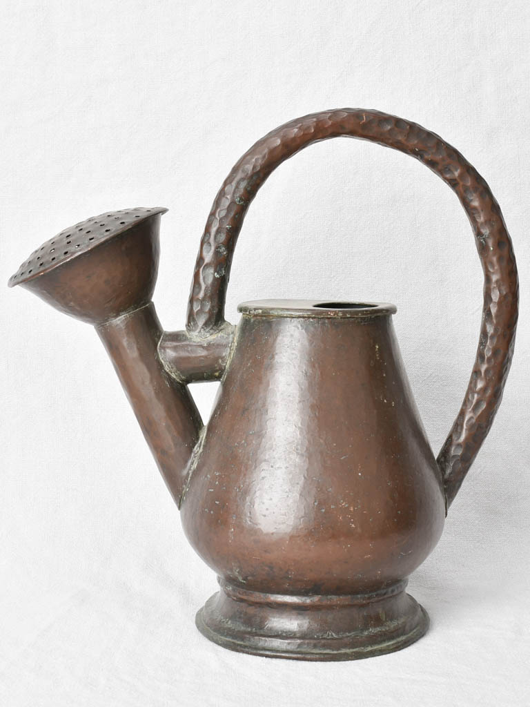 Copper pot belly watering can 16½", 19th C