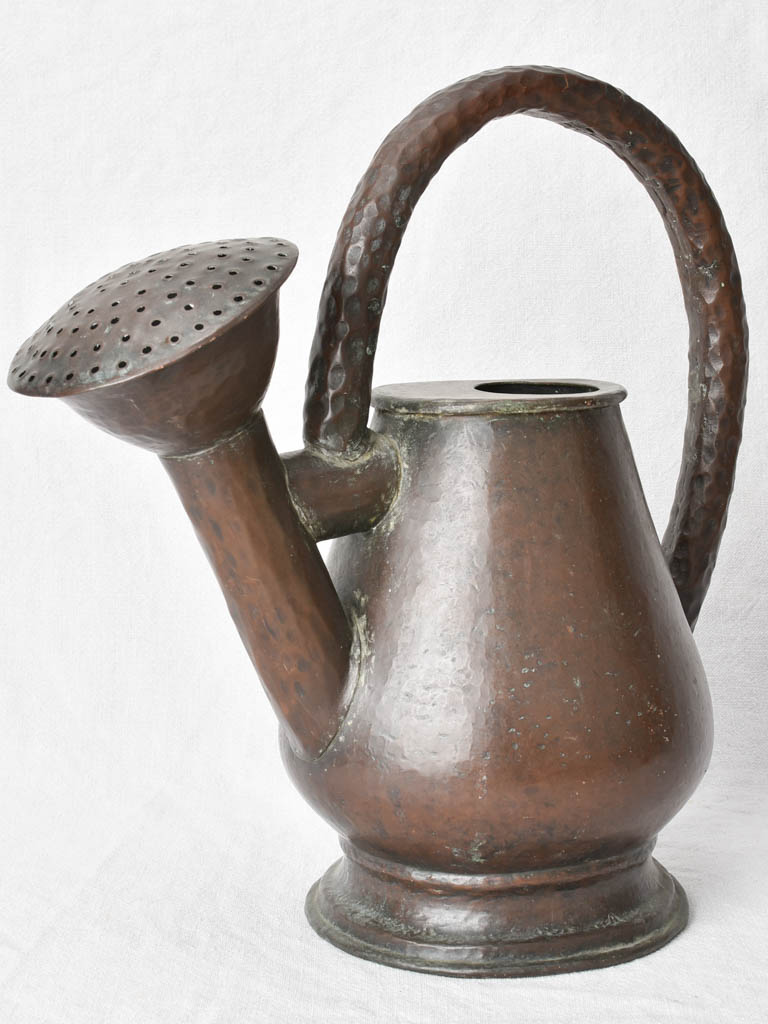 Copper pot belly watering can 16½", 19th C