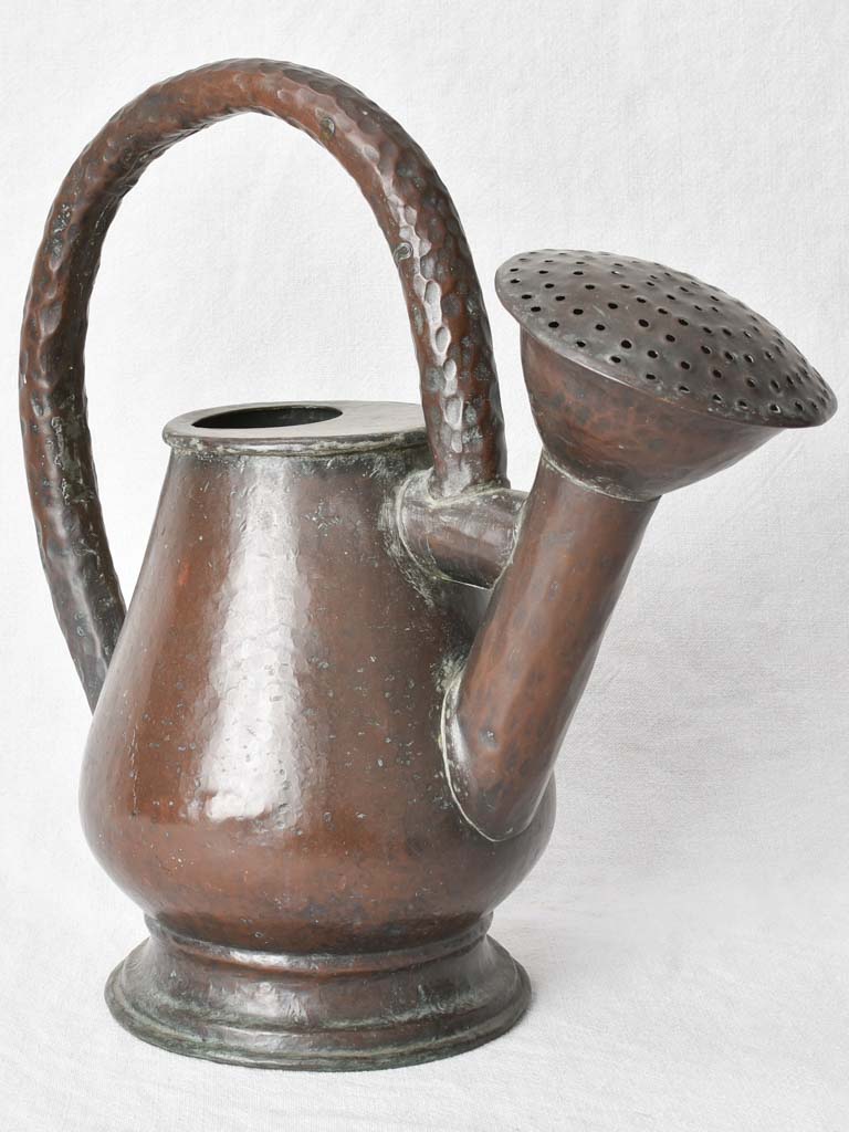 Copper pot belly watering can 16½", 19th C