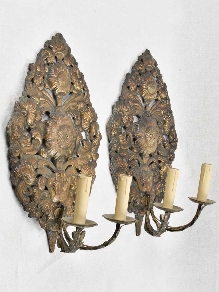 Sunflower-decorated eighteenth-century sconces